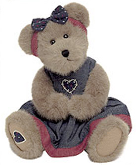 Boyds Patricia P Bearheart Plush Teddy Bear Dressed with Hearts Boyds Patricia P Bearheart Plush Teddy Bear Dressed with Hearts
- introduced Spring 2003 and has been retired
- Patricia's livin' in the good ol' days! This beige bear wears a headband with star bow, a dress with heart, and a heart applique on her foot pad.
- Poseable jointed arms, legs and head.
- safe for ages over 3