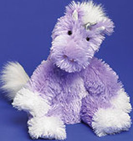 The adorable Cuddle Fluffs have Unicorns and Mythical Creatures. A cuddly soft purple unicorn with metallic horn is perfect to snuggle up with.