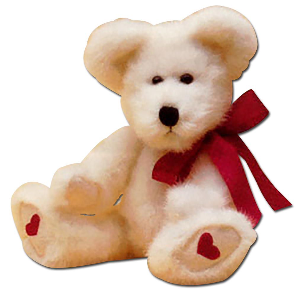 Boyds Valerie B Bearhugs White Teddy Bear Boyds Valerie B Bearhugs White Teddy Bear - introduced in 2000 and has been retired - He has super soft extremely white fur. He has red embroidered hearts on the bottom of both feet. There is a red ribbon tied in a bow on his neck. He is poseable arms, legs, and head move. - safe for ages over 3
