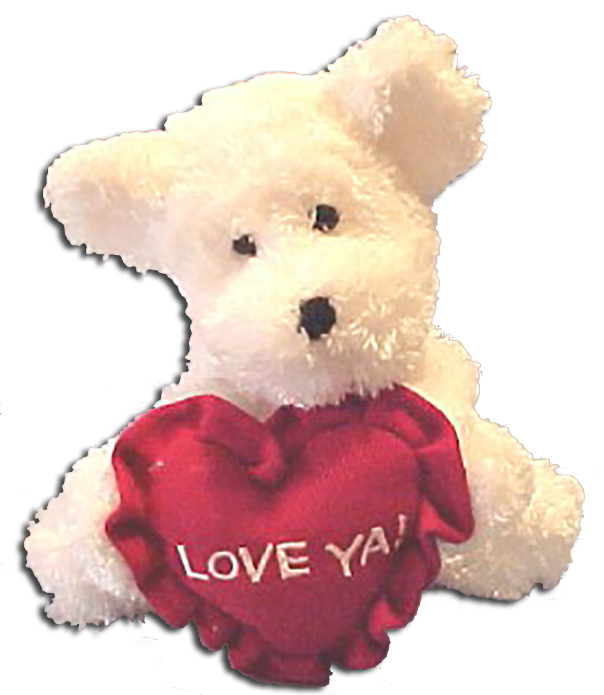 Boyds Bear Hugs White Teddy Bear Boyds Bear Hugs White Teddy Bear - introduced in 2002 and has been retired - This EXTREMELY SOFT AND CUDDLY White Bear is made from the new materials which makes it hard to leave alone! It is holding a red heart shaped pillow with 'Love Ya!' embroidered on it in white. It is limited to Valentines Day 2003. - safe for ages over 3