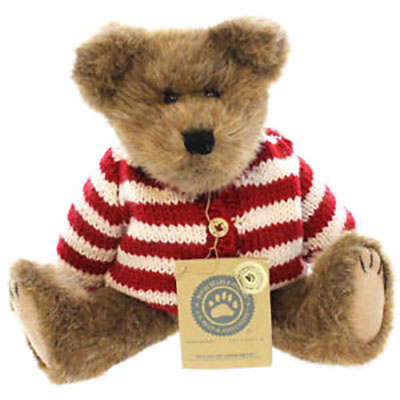 Boyds Teddy Bear Waldo Bearsworth Boyds Teddy Bear Waldo Bearsworth
- introduced Fall 1999 and has been retired
- In a handknit Cardigan Sweater of true red and white Stripes, this is one distinctive Bear. He'll stand out in any Crowd...unless they're all munching Candy Canes. Waldo has soft beige fur.