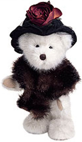 Boyds Dixie Hackett White Teddy Bear Boyds Dixie Hackett White Teddy Bear
- introduced Fall 2001 and has been retired
- Dixie's from old money...and flaunts it every chance she gets! This beige beauty is dressed in a velvet hat with black net veil and cabbage rose accent and a satin-lined faux-mink stole.