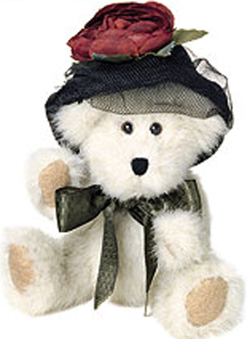 Boyds Teddy Bear Wixie Lee Hacket Boyds Teddy Bear Wixie Lee Hacket
- introduced Fall 2001 and has been retired
- For evenings on the town, light beige Wixie Lee prefers a black velvet hat with black net veiling and a cabbage rose.