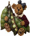 Boyds Fridgewear Magnet Phoebe B. Pod - (introduced Spring 2000 and has been retired) Bless her little pea-pickin' heart! Phoebe - one of Boyds very first Fridgewear Magnets - is preparing to show her entry at the Boyds County Fair. We think she's a shoo-in 'cause her Peapods are bigger than she is - why, just one of her garden Peas would make a Meal for a whole Bear Family! 2 inches wide 2 1/2 inches high