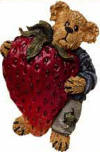 Boyds Fridgewear Magnet S.T. Beary - (introduced Spring 2000 and has been retired) Well being the Strawberry-Pickin' Fools that we are (some would just say we're Fools, period), Boyds couldn't believe our eyes when we saw the juicy giant that S.T. has bearly got hold of. It's so big that he can't even get two paws around it! Stick this Magnet on your Fridge to remind you to stop at that little Farm Stand for some garden Strawberries of yer own. Mmmm! 2 1/2 inches