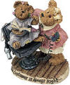 Boyds Bearstones Figurine Hairdresser Alice Clipensnip - (introduced Spring of 2002 and has been retired) Alice knows the customer is always right...unless the customer is a picky lil' bear cub named Pita who's askin' for the impossible-a bee hive hairdo with only two inches of hair on her tiny lil' head. Our tribute to hairdressers features Pita set on a spring (she's been ejected from the barber's chair) and both clippers and hairdryer with real metal cords! Quote: "I think the most important thing a woman can have - next to talent, of course, is - her hairdresser." - Joan Crawford 4 1/2 inches