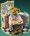 Boyds All In A Days Work Tressa Bouffant Bear in Beauty Salon Chair Figurine - (introduced Fall 2005) It looks like there's a regular work of art goin' on...and it's right on top of Tressa's head! Why not enjoy life and be a lil' bold and daring with your style...it'll always grow back, right? Great gift for your favorite Beautician or Hairdresser. Quote: "Never regret. If it's good, it's wonderful. If it's bad, it's experience." - Victoria Holt