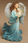 1st Edition Boyds Charming Angel Annamaria and Child "Guardian of Newborns" - (Introduced in Spring 2004 and has been retired) Annamaria, the Guardian Angel of Newborns, watches over all little ones from the moment God blesses an expectant couple to the moment when a new life enters the world. Every time a baby cries, giggles, or gently drifts to sleep, Annamaria is present to watch over the little one and sprinkle its life with magic and wonder. Annamaria is dressed in a flowing gown of aqua blue and cradles in her arms a newborn infant-a blessing from the heavens above! On the bottom of the figure it reads: "Now I lay me down to sleep, I pray the Lord my soul to keep. Guard and guide me through the night, and keep me safe til morning's light." - Prayer 7 inches high