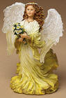 1st Edition Boyds Charming Angel Amissa "Guardian of Friendship - (Introduced in Spring 2004 and has been retired) Amissa, the Guardian Angel of Friendship, is a guiding spirit that leads us on life's journey and sends us precious friends to lighten our load and share the joys along the way. She is present at the moment when two friends first meet and blesses the bonds of friendship as they bloom and grow. Through the ups and downs, Amissa is watching over, imparting understanding, compassion, patience, and love-qualities that strengthen and protect friendship. Amissa wears a cheerful gown of buttercup yellow and holds a bouquet of friendship flowers-delicate and dainty daisies! On the bottom of the figure it reads: "Blessed are they who have the gift of making friends, for it is one of God's best gifts." - Thomas Hughes 6 3/4 inches high