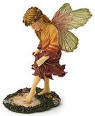 Boyds Faeriewood Dana Faerietouch Still Waters (introduced Fall 2003 and has been retired) Autumn has arrived and cold chilly nights have cooled the stream where Dana plays. This dainty faerie-dressed in a gown of fall colors and a crown of fallen leaves-tips her toe in a pool to test the water! Quote on bottom of figure: "It is neither wealth nor splendor, but tranquility and occupation which gives happiness." - Thomas Jefferson 4 1/2 inches high