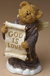 Boyds God's Lil Angel Bear Matthew "God is Love" - (introduced Fall 2004 and has been retired, made of cold cast resin.) A sweet little angel bear that sends blessings your way. Matthew is dressed in a robe of purple and holds a "God is Love" scroll. 3 1/4 inches high 1 1/2 inches wide