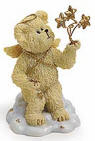 Boyds Lil Wings Haley Angel Bear with Stars - (introduced Fall 2003 and has been retired) Haley's counting the stars in the sky and hoping that his wishes come true! This lil' teddy angel features intricately sculpted resin wings, a gold halo, and a sculpted base, and holds gold stars and a shooting star ornament. Quote: "Be noble for you are made of stars." - Proverb 2 1/2 inches