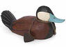 Boyds' Wills Creek Collection The Edgewater Series Rudy Blue Bill Drake Duck - (introduced Fall 2003 and has been retired) This small compact diving duck lives near marshes, lakes, ponds, and bays, and is identified by its white cheek patches, blue bill, and dark upright tail. 7 1/4 inches long by 3 inches high