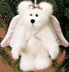 Boyds Plush Ornament Astoria Angelwish - (introduced Fall 2001 and has been retired) Astoria features posable rose-colored satin wings, satin rosettes, and embroidery on the foot pad. A great gift for special friends or to top fancy Christmas packages!  5 1/2 inches
