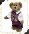 Boyds Edmund Teddy Bear in Plum Suit -  (introduced Fall 2001 and has been retired) Boyds' soft plush rust-colored bear is dressed for a festive occasion in a cotton, collared dress shirt; a brocade satin vest with snowflake embroidery; a velvet bow tie; and velvet pants. He was limited to a 6 month production.  8 inches