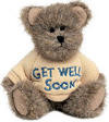 Boyds Mona "Get Well" Teddy Bear - (introduced Spring 2002 and has been retired) Mona won't cure the common cold, but sure will brighten someone's spirits! This mini mocha bear wears an embroidered sunflower-colored sweatshirt and features felt paw pads.  T-shirt Reads "Get Well Soon" (Safe for ages over 3)  3 1/2 inches high
