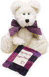Boyds G.P. Hugabunch - (introduced Spring 2001 and has been retired)  Melt yer Grandma's heart with Boyds' cream-colored G.P. Hugabunch. Boyds' bean-filled bear comes complete with a velvet multicolored quilt - looks just like Grannie's hand-stitched creations! (Safe for ages over 3) 8 1/4 inches high