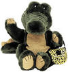 Boyds Irwin S. Crockpot Crocodile Plush - (introduced Fall 2002 and has been retired) Boyds collection of good luck animals grows this season with a crazy croc shopaholic (comes with his own animal print plush bag) Have fun creating your own lil' legend to go along with this good luck friend!  Irwin has soft plush fur and is poseable. 10 inches