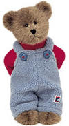 Boyds Eric Burrbruin Teddy Bear - (introduced Fall 2002 and has been retired)  &nbsp;Mocha bear Eric sports a berry red turtleneck and thermal fleece overalls with mitten buttons and a mitten label (safe for ages over 3) 10 inches and poseable