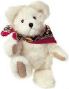 Boyds Karyn Scarvesdale Teddy Bear.  Introduced Fall 2002 and has been retired.  Karyn, a beige mink bear, wears a silky scarf designed specially for Boyds safe for ages over 3