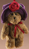 Boyds Hats and Such Lissy in Purple Hat Jointed Teddy Bear Plush Ornament - (introduced Fall 2005 and had a sudden death retirement) Itsy Bitsy Ornaments based on Boyds famous (or is that infamous?) Hats and Such Girls! Lissy has rust fur and wears a purple velvet hat with a green flower.   (safe for ages over 3)  poseable