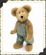 Boyds Forrest B. Bearsley Teddy Bear - (introduced Spring 1999 and has been retired)  Forrest is dressed in his little green overalls. He has beautiful honey brown plush fur  10 inches and poseable