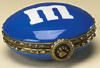 Boyds Candy Peeker Blue M & M Hinged Treasure Box - (introduced Fall of 2005) &nbsp;  1 1/2 inches each
