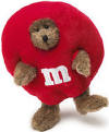 Boyds Candy Peeker Red M & M Plush Teddy Bear - (introduced Fall of 2005) &nbsp;Bear Hugs and a World of Colorful Chocolate Fun come together as one as Boyds Bears meet the world's most popular chocolate candies! Each Boyds M&M'S� Plush Peeker features a 7-inch Boyds  Bear inside of a peeker costume, complete with authentic colors and markings, inspired by five of the most popular M&M'S� Brand Characters and their distinct personalities...like Red...he's the leader of the pack!  7 inches and poseable