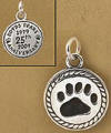 Boyds Sterling Silver 25th Anniversary Paw Print Coin Charm - (introduced Fall 2004 and has been retired) Celebrate 25 years of Boyds with Boyds' sterling silver 25th Anniversary coin charm - a great addition to any charm bracelet! 3/4 inch in size