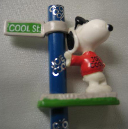 The adorable Joe Cool and Snoopy the Flying Ace are pencil toppers on these pencils.