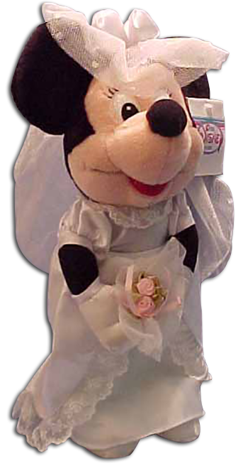 Mickey is ready to celebrate his marriage to Minnie!  Mickey and Minnie are dressed as the Bride and Groom!