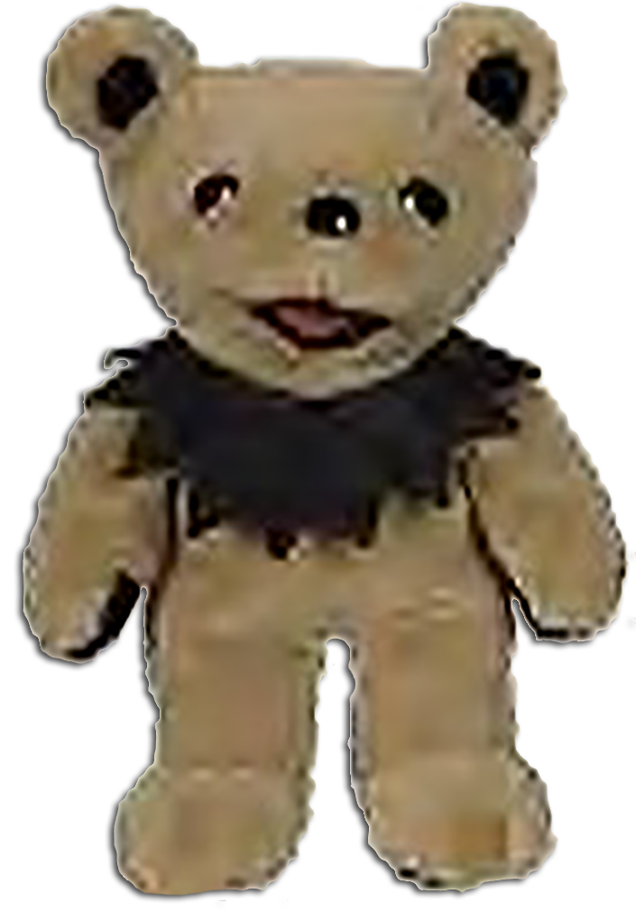 Grateful Dead Uncle John Bean Bear Grateful Dead Uncle John Bean Bear
- quantity produced 46,368
- Retired 5/10/01
- Born 5/2/70 Harpur College
- Tour Memory: "You never know
who you might meet at a show. We
were collecting funds to protect the
Earth when a dirty hippie guy
came up to the table. We told him
about our cause like we do with
everyone who will listen and he
said he'd be right back. He came
back with a check for $1,000.00!
Turns out he was a CEO of a major
corporation and loved the Dead
and the planet. Talk about not
judging a book by its cover!"