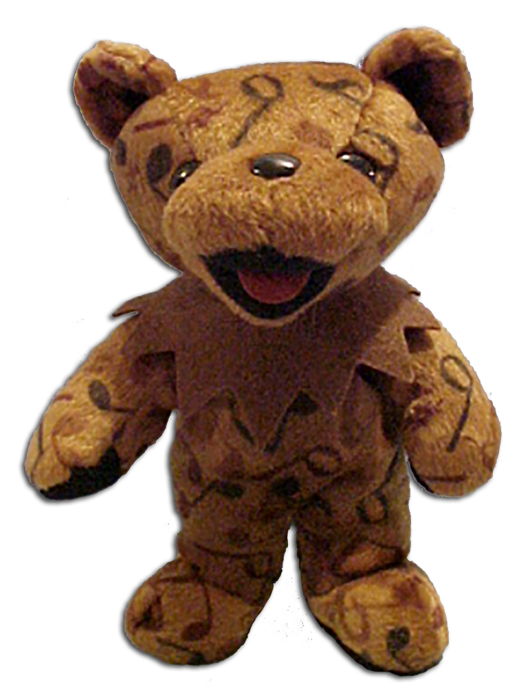 Grateful Dead Bird Song Bean Bear Grateful Dead Bird Song Bean Bear
- quantity produced 28,512
- Retired 5/10/01
- Born 7/1/92 Buckeye Lake Music
Center
- Tour Memory: "I was on vacation
in Hawaii and I went diving with a
group of people. We went to a
really cool dive shop called Jack's
Dive Locker. When we came back
Jerry was there getting ready for a
dive of his own. It turns out that
this was where Jerry did a lot of his
diving. He was really friendly and
he really loved to dive. I found out
that he could stay down on one
tank of air longer than most could
only hope to."
