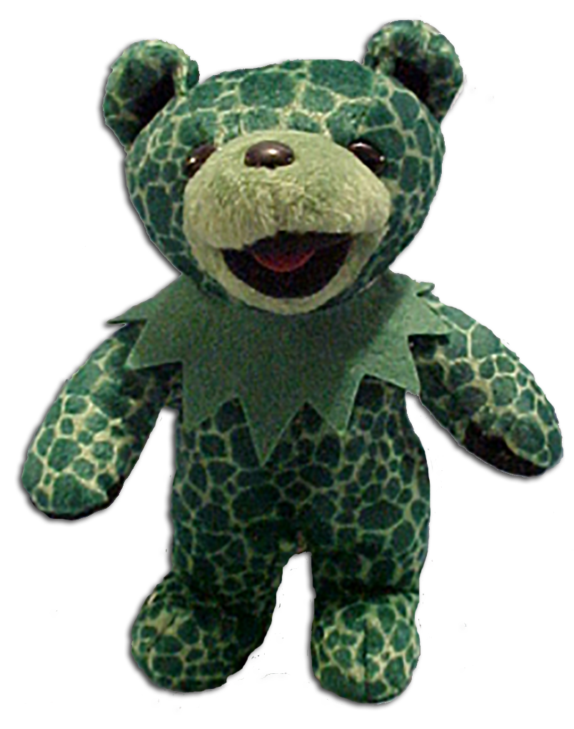 Grateful Dead Alligator Bean Bear Grateful Dead Alligator Bean Bear
- quantity produced 28,532
- Retired 12/00
- Born 1/27/67 Avalon Ballroom
- Tour Memory: "The Lightning
show in Las Vegas one year was
absolutely incredible. At some
points the lightning was going
horizontal across the sky.
Sometimes it came out of the sky
and hit the ground around the
stadium. The hair on my arms even
stood up because of the amount of
electricity in the air. I always got
charged up for my Dead shows but
this was over the top. The only
thing better that day was the
show!"