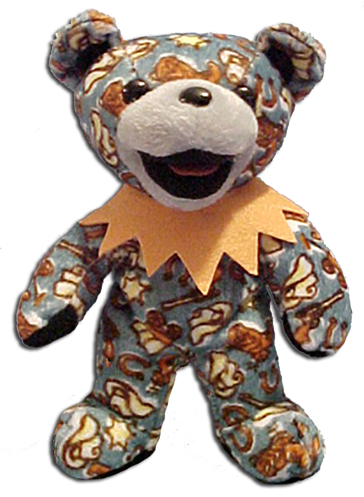 Grateful Dead El Paso Bean Bear Grateful Dead El Paso Bean Bear
- Born 6/10/73 RFK Stadium
- Tour Memory: "I'll never forget
June of 1973. On Saturday the 9th,
I married my wife. The next day,
we celebrated at RFK with The
Dead and the Allman Brothers.
Midway through the Dead's first
set, they played a new one for us,
'They Love Each Other.' Something
about the feel and the lyrics just
clicked for both of us. We shared a
very long and public kiss, and ever
since then, that's been our song."