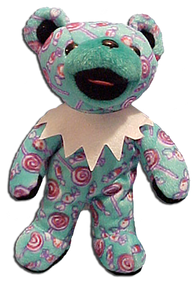 Grateful Dead Treat Bean Bear Grateful Dead Treat Bean Bear
- Born 10/22/83 The Carrier Dome
- Tour Memory: "It's freshman year
up at Syracuse University. The
Dead's coming to the Dome, and
bringing The Band as an opening
act. I've got 62 cents in my
checking account, but fear not, I've
got a ticket. I need no miracle. My
deadhead brethren have infiltrated
the campus. The tour de force is
the 'Revolution' encore, which I'm
sure had John Lennon tapping his
foot from the great beyond."