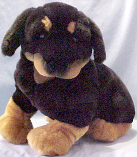 Lou Rankin Plush Ethan the Rottweiler Stuffed Animal Lou Rankin Plush Ethan the Rottweiler Stuffed Animal - Retired August 2001 "The heart of a lion, and grace of an eagle, I'll rush to your side when you call. Together, we're one. I'll be there for the fun, or for comfort should you fall."