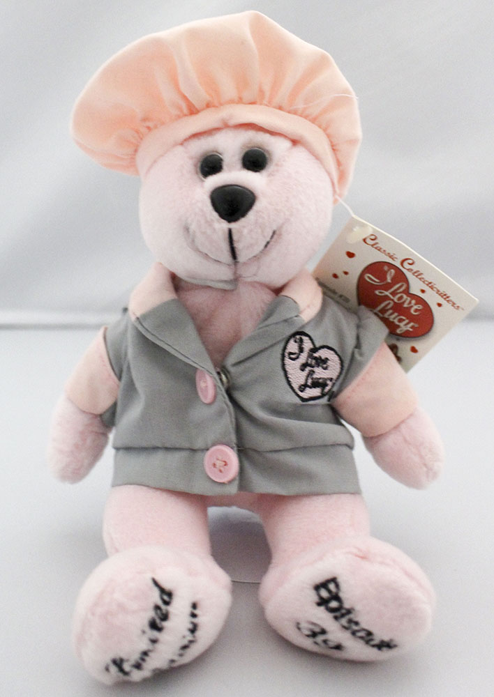 Classic Collecticritter I Love Lucy  Episode 39 "Job Switching" Candy Factory Teddy Bear  - Limited Edition of 10,000. Sold Out from manufacturer.  Has a 50th Anniversary Tag.  "Job Switching" AKA "Chocolate Factory"  Original air date 9/15/52: "Job Switching" Filmed on 5/30/52, Story: Ricky and Fred think doing housework is much easier than earning money. Lucy and Ethel feel the opposite. So the boys try doing the housework while the girls attempt to hold down a job at a candy factory.  Guests: Elvia Allman (Forewoman), Alvin Hurwitz (Mr. Snodgrass), Amanda Milligan (Chocolate dipper) 