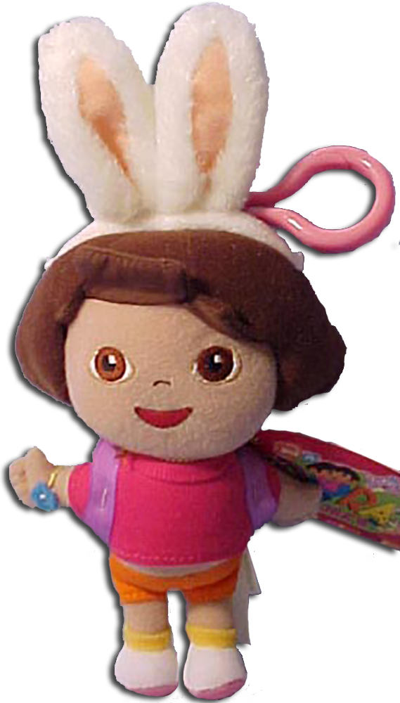 Easter Dora the Explorer with Bunny Ears Plush Clip On - (safe for 
	children over age 3)