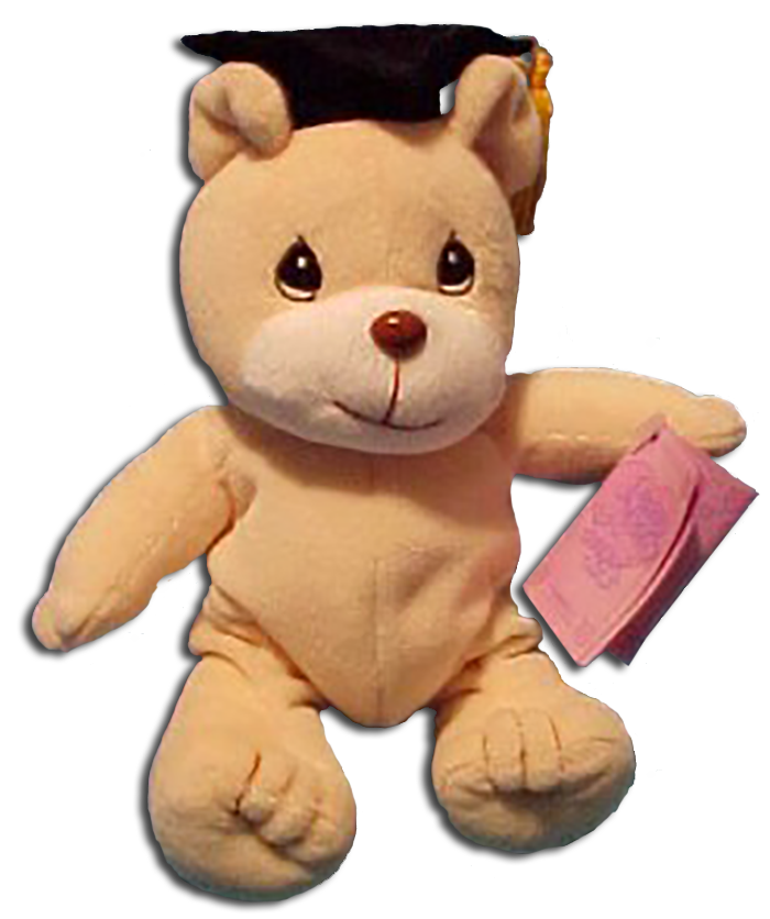 Graduation Teddy Bears by Precious Moments are aviable for speedy delivery. Precious Moments Tender Tail Graduate Teddy Bear is made of a soft stuffed plush fabric and wears his graduation cap on top of his head.