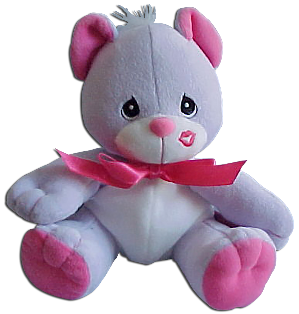 Adorable Pink and purple teddy bears sure to please that special loved one for Valentine's Day or just to tell them you love them. Precious Moments teddy bears each have the signature tear drop eyes.