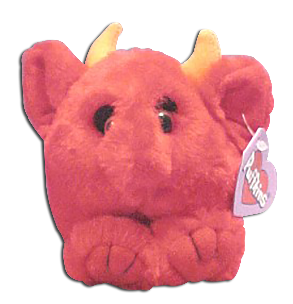 Puffkins Plush Red the Devil Stuffed Toy Puffkins Plush Red the Devil Stuffed Toy
- DOB 10/31/97
- Poem on Tag: "I'm the devil, just call me Red. Two big horns are on my head. Sometimes people stop and stare. But being who I am I don't really care."
- Limited Edition Halloween 1998