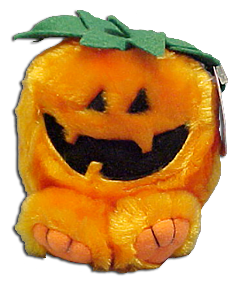 Puffkins Plush Gourdy the Pumpkin Stuffed Toy Puffkins Plush Gourdy the Pumpkin Stuffed Toy
- DOB 10/31/97
- Poem on Tag: "Gourdy is big and round. Usually found close to the ground. His face was carved very slow. Pick him up and see him glow."
- Limited Edition Halloween 1998