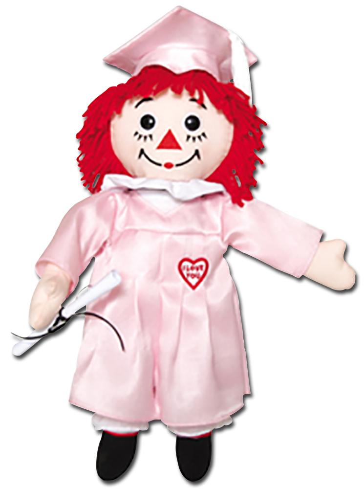 Assembled here is Raggedy Ann all dressed for her Graduation! Raggedy Ann looks adorable as usual in her cap and gown!