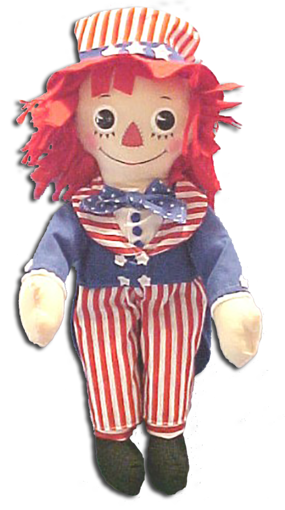 The EXTREMELY Limited Sets of Raggedy Ann & Andy as Uncle Sam and the Statue of Liberty, along with the God Bless America Rag Dolls.