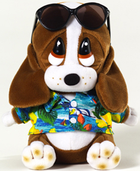 Sad Sam and Honey Basset Hounds come in these cuddly soft stuffed animal toys dressed as Cheerleaders, Skaters, Tropical Tourists and more.