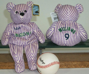 Salvino's Bamm Beanos Bean Bag Plush Teddy Bear 7th Inning Stretch Matt Williams - Arizona Diamondbacks, purple pinstriped. Only 6,000 produced