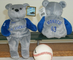 Salvino's Bamm Beanos Bean Bag Plush Teddy Bear 7th Inning Stretch Raul Mondesi - Los Angeles (gray w/blue) (only 6,000 produced)