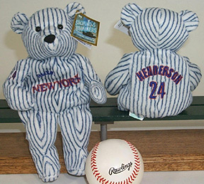 Salvino's Bamm Beanos Bean Bag Plush Teddy Bear 7th Inning Stretch Rickey Henderson - New York (blue pinstriped) only 6,000 produced