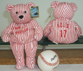 Salvino's Bamm Beanos Bean Bag Plush 7th Inning Stretch Teddy Bear Scott Rollen - Philly (red pinstriped) only 6,000 produced
